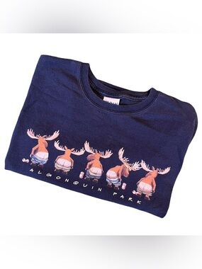Algonquin Park Moose Graphic T-Shirt Size M Navy Canada Nature Tee